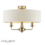 Laura Ashley Sorrento 3lt Semi-Flush Matt Antique Brass With Natural Shade