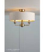 Laura Ashley Sorrento 3lt Semi-Flush Matt Antique Brass With Natural Shade - Image 4