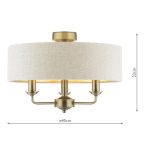 Laura Ashley Sorrento 3lt Semi-Flush Matt Antique Brass With Natural Shade - Image 6