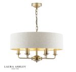 Laura Ashley Sorrento 6lt Shadelier Matt Antique Brass With Natural Shade