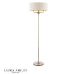 Laura Ashley Sorrento 3lt Floor Lamp Matt Antique Brass With Natural Shade