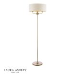 Laura Ashley Sorrento 3lt Floor Lamp Matt Antique Brass With Natural Shade