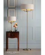 Laura Ashley Sorrento 3lt Floor Lamp Matt Antique Brass With Natural Shade - Image 6