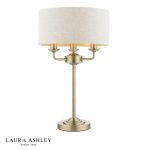 Laura Ashley Sorrento 3lt Table Lamp Matt Antique Brass With Natural Shade