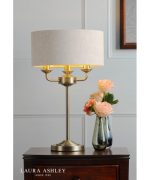 Laura Ashley Sorrento 3lt Table Lamp Matt Antique Brass With Natural Shade - Image 5