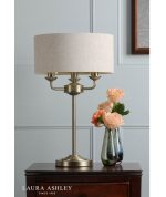 Laura Ashley Sorrento 3lt Table Lamp Matt Antique Brass With Natural Shade - Image 6