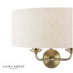 Laura Ashley Sorrento 2lt Wall Light Matt Antique Brass With Natural Shade - Image 2