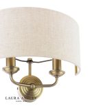Laura Ashley Sorrento 2lt Wall Light Matt Antique Brass With Natural Shade - Image 3