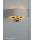 Laura Ashley Sorrento 2lt Wall Light Matt Antique Brass With Natural Shade - Image 4