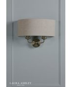 Laura Ashley Sorrento 2lt Wall Light Matt Antique Brass With Natural Shade - Image 5