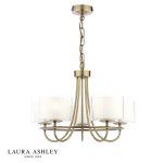 Laura Ashley Southwell 5lt Armed Pendant Antique Brass & Opal Glass