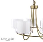 Laura Ashley Southwell 5lt Armed Pendant Antique Brass & Opal Glass - Image 2