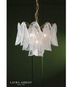 Laura Ashley Stannington 4lt Pendant Matt Antique Brass & White Glass - Image 4
