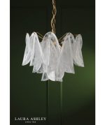 Laura Ashley Stannington 4lt Pendant Matt Antique Brass & White Glass - Image 5