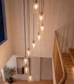Valora 9lt Cluster Pendant Antique Bronze & Ribbed Glass - Image 3