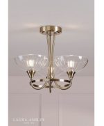 Laura Ashley Wellham 3lt Semi-Flush Antique Brass & Ribbed Glass - Image 4