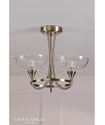 Laura Ashley Wellham 3lt Semi-Flush Antique Brass & Ribbed Glass - Image 5