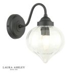 Laura Ashley Whitham Wall Light Matt Black & Ribbed Glass