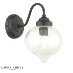 Laura Ashley Whitham Wall Light Matt Black & Ribbed Glass