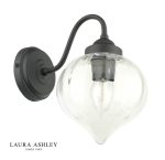Laura Ashley Whitham Wall Light Matt Black & Ribbed Glass - Image 3