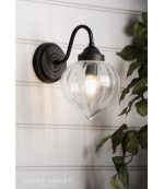 Laura Ashley Whitham Wall Light Matt Black & Ribbed Glass - Image 4