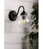 Laura Ashley Whitham Wall Light Matt Black & Ribbed Glass - Image 5