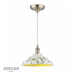 Joules Audley Pendant Green Ceramic & Matt Antique Brass
