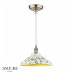 Joules Audley Pendant Green Ceramic & Matt Antique Brass