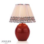 Joules Wentworth Table Lamp Red Ceramic & Matt Antique Brass With Shade
