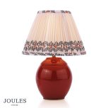 Joules Wentworth Table Lamp Red Ceramic & Matt Antique Brass With Shade