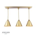 Joules Wollaton 3lt Bar Pendant Matt Antique Brass & Matt White