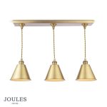 Joules Wollaton 3lt Bar Pendant Matt Antique Brass & Matt White