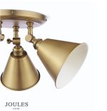 Joules Wollaton 3lt Plate Spotlight Matt Antique Brass & Matt White - Image 2
