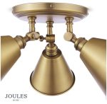 Joules Wollaton 3lt Plate Spotlight Matt Antique Brass & Matt White - Image 3